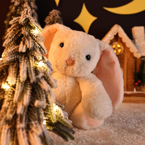 11" TCBunny Baby Bunny Bedtime Stuffed Animal Plush Toy Easter Stuffer Gifts for Girls, Boys, Kids (White)
