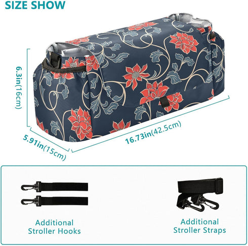 miaozhen Red Traditional Floral Design baby stroller organizers stroller caddy insulated carrito para accesorios para