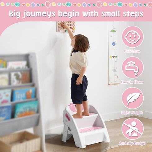TPN A-Frame,10-Second 2-Step Toddler Step Stool for Bathroom Sink and Potty Training Durable Anti-Slip,Anti-Tip