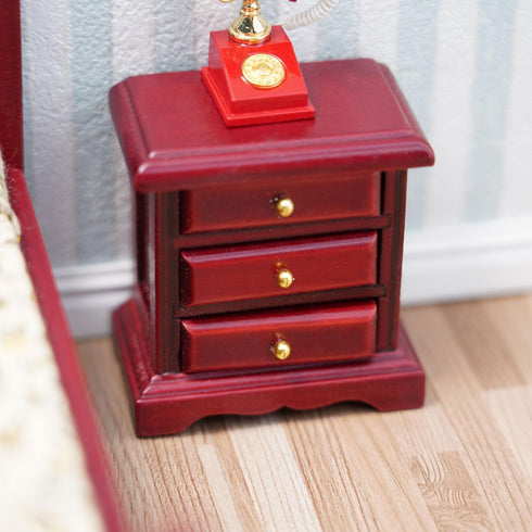 1:12 Miniature Bedside Furniture Dollhouse Nightstand Bedroom Drawer Cabinet Model Accessories Mini House Scene