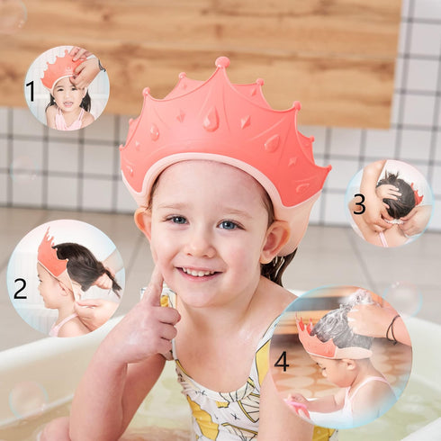 FUSACONY 0-9 Shower Cap Children, Baby Safe Shampoo Cap, Baby Adjustable Shampoo Protection, Shampoo Protection