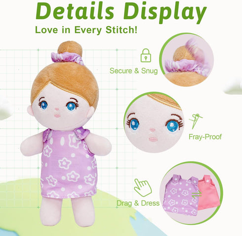 OUOZZZ Set 5 8.8 Soft Baby Dolls of Multicultural Plush Dolls in Basket | Diversity Ethnic Snuggle Toys for Toddlers