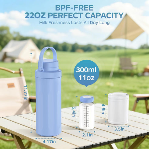 22oz 360 24 Breast Milk Cooler Bottle for Outdoor, Breastmilk Cooler with Total Cooling for Hours & Leak-Proof