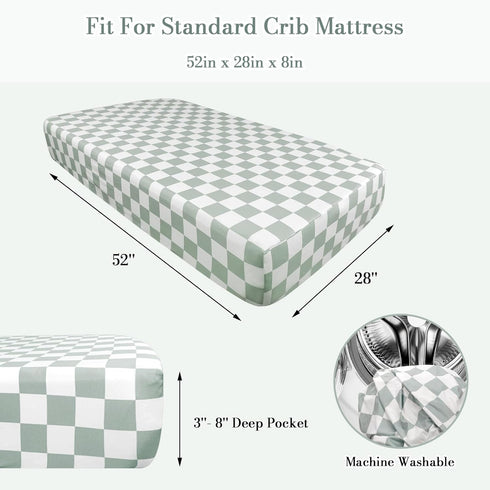 Green Checkered Nursing Pillow Cover & Fitted Crib Sheets