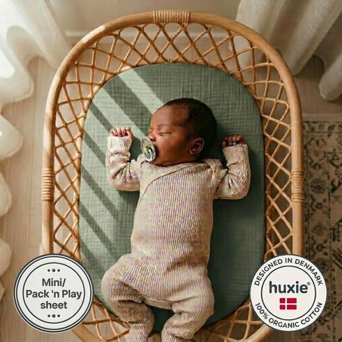 Pack Mini Crib Sheets - Organic Cotton Muslin Fitted Mini Crib Sheet Fitted for and Play - Ultra-Soft and Breathable