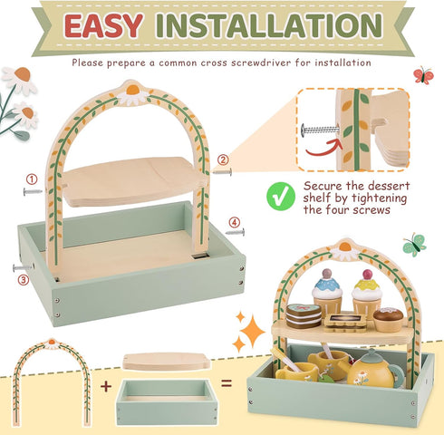 Sets 3-5 Playset 3 4 5 6 Wooden Tea for Little Girls Play Food Cake Toys Toddlers Kitchen Accessories Pretend Play