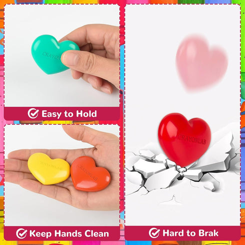 Ulema 28Pcs Colorful Heart Crayons with Cards, Valentines Day Gifts for Classroom, Girl Boy Birthday Gift Goodie Bags
