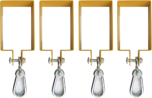 Heavy Duty Steel Swing Hangers for Wooden Sets, Includes Snap Hooks for 4"x6" Beam (Yellow, Set of 4)