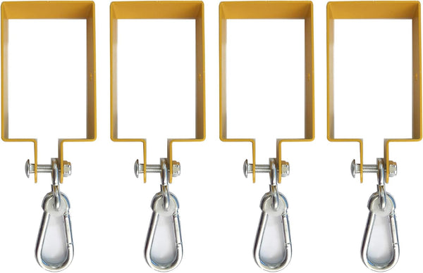 Heavy Duty Steel Swing Hangers for Wooden Sets, Includes Snap Hooks for 4"x6" Beam (Yellow, Set of 4)