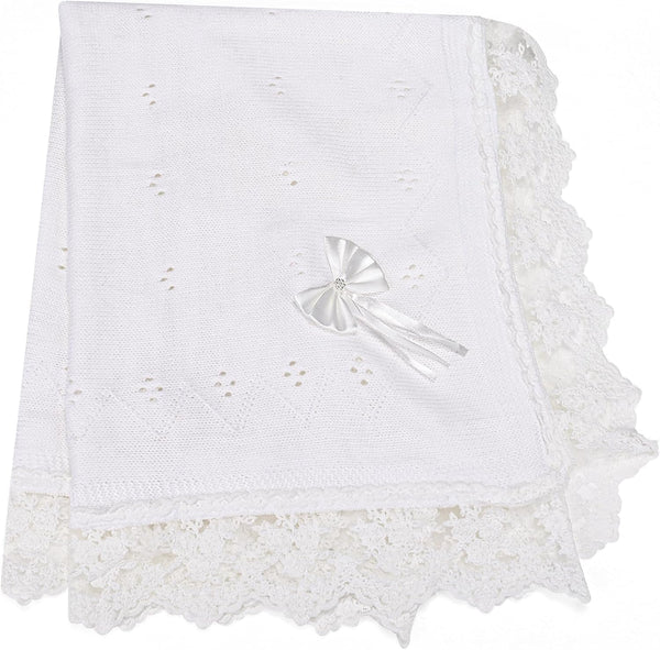 Runeaoys Baptism Christening Easter First Communion Gifts for Girls Boys Baby Blanket White