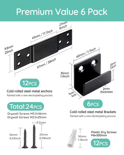 6 Sets Furniture Wall Anchor Furniture Anchors for Baby Proofing Anti Tip Furniture Straps Wall Mount Bracket Safety