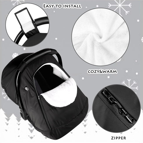Winter Car Seat Covers for Babies, Cozy & Warm Cover, Infant Car Seat Canopy, Water Resistant, Universal Cold Weather