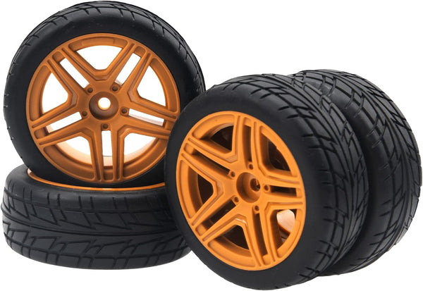 OD2.75'' 12mm Hex Hub Wheel Rims with Nylon & Rubber Tires Compatible with HSP Tamiya HPI Kyosho Traxxas RC Cars