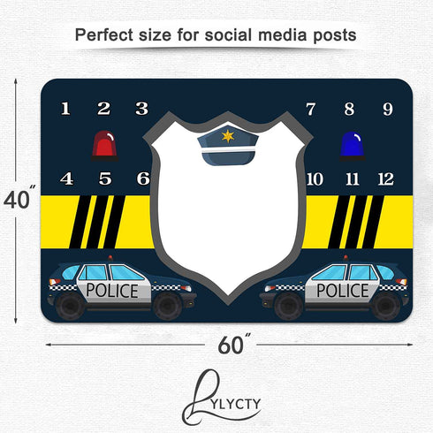 Baby Monthly Milestone Blanket, Police Theme Photography Background for Newborn Baby Shower, 60x40 inches