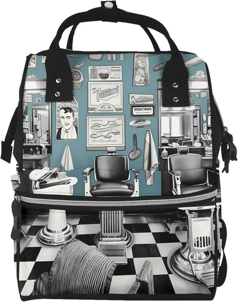 OUSIKA barber shop Print Diaper Bag Multifunction Laptop Backpack Travel Daypacks Large Nappy
