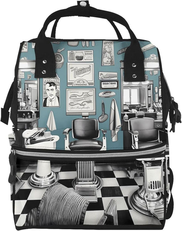 OUSIKA barber shop Print Diaper Bag Multifunction Laptop Backpack Travel Daypacks Large Nappy