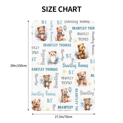 Novusopt Personalized Baby Car Seat Cover Winter Custom Minky Carseat Cover Boy Girls with Name Bear Carseat Canopy