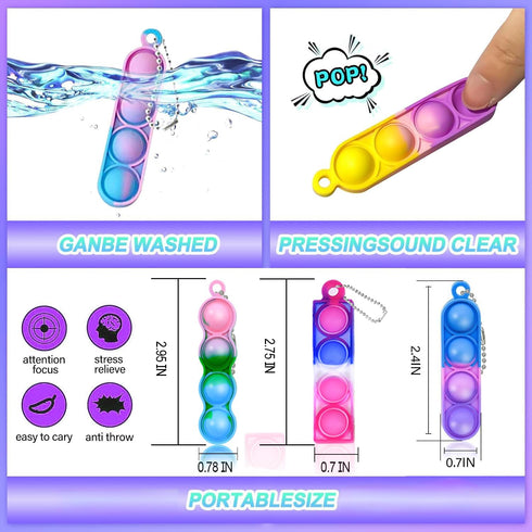 amicbng 270 Pack Pcs Pop Keychain Party Favors ,Mini Pop Keychain It Fidget Toy Bulk Stocking Pinata Stuffers Birthday