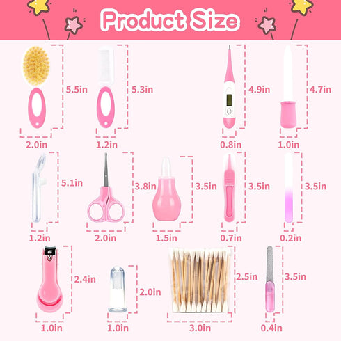 Setwith (14 Baby Grooming KitInfant Safety Care Hair Brush Comb Nail Clipper Nasal Aspirator, Baby Essentials Kit