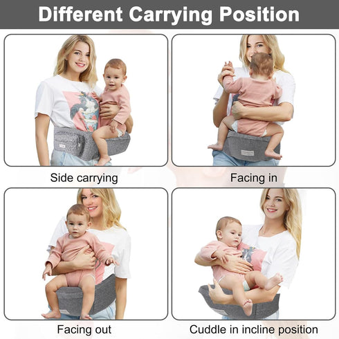 Baby Hip Carrier, Baby Carrier with Adjustable Waistband & Breathable Mesh, Ergonomic Carrier with Non-Slip Hip Seat