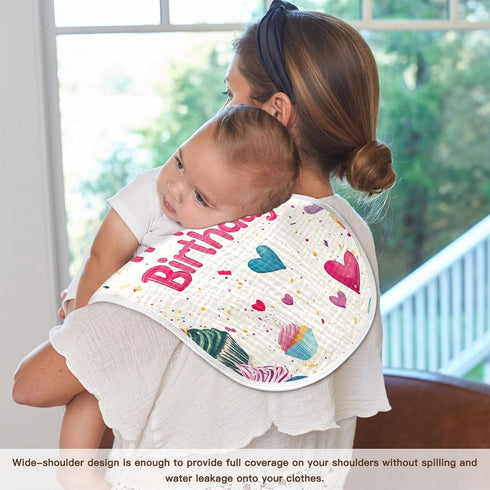 YETTASBIN Happy Birthday Muslin Baby Burp Cloth, Super Soft Absorbent Cotton Burp Rag Baby Bibs Feeding Cloth