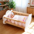 2 Set 12-15 Inch Set BABESIDE Pcs Baby Doll Bedding for Dolls, Pink Polka Dot Baby Doll Blanket and Pillow with Cute