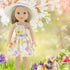 Emily Rose 14 Inch Doll Spring/Summer Chiffon Easter Dress with White Hat for American Girl