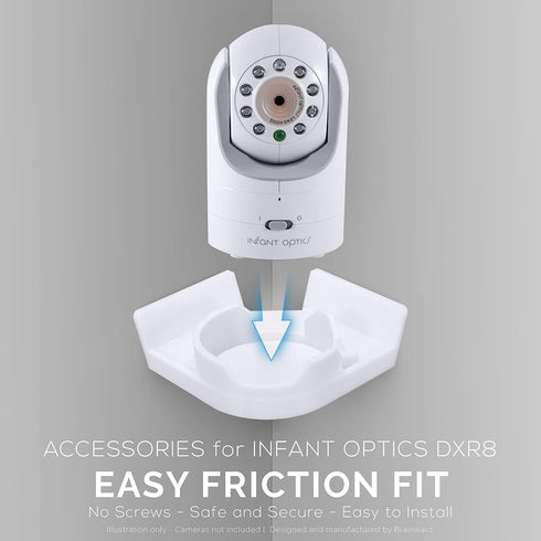 Corner Mount Infant Optics DXR-8 & Pro Adhesive Wall Shelf, Optimal Viewing, Easy Installation, No Mess, No Screws