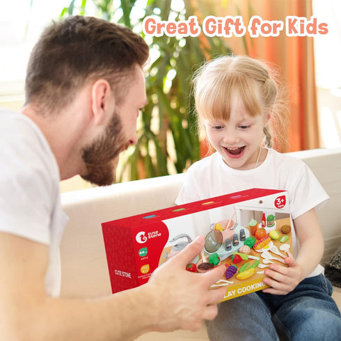 CUTE STONE Kids Kitchen Accessories Set, Play Food Sets with Pots and Pans, Utensils Cookware Toys, Kitchen Playset