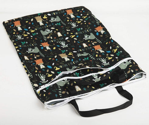 Large Hanging Wet/Dry Cloth Diaper Pail Bag for Reusable Diapers or Laundry, Raccoon Design