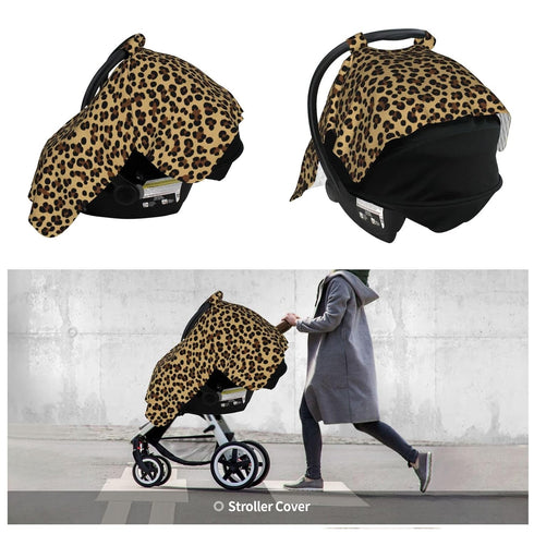 KiuLoam Animal Leopard Cheetah Print Baby Car Seat Canopy, Nursing Cover Breastfeeding Scarf, Stretchy Soft Breathable