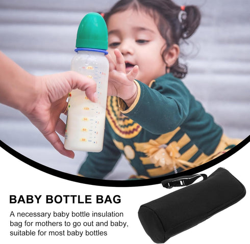LOORGVEL Insulated Bottle Bag Cooler Pouch Black with Zipper Thermal Feeding Bottle Carrier for Nursing Moms Daycare