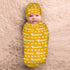 YallLocoMo Sets Newborn Swaddle Blankets Hat Yellow Heart Name Soft Baby Receiving Blanket Swaddle Sack for Baby Shower