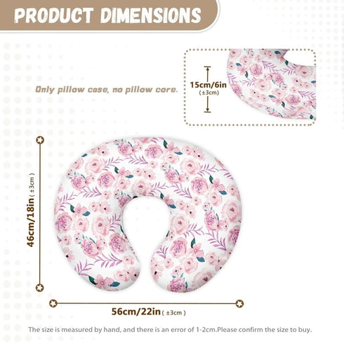 Kathyboom Pink Rose Nursing Pillow Cover, Comfortable Breastfeeding Pillows for Baby Boys Girls, Durable Baby Support