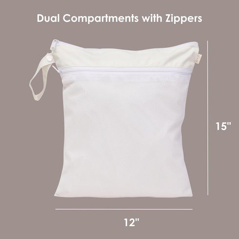 Bag,15x12 inches Ali+Oli Water Resistant Dual-Compartment Wet-Dry Bag for Travel, Hook to Stroller, Daycare, Diapers