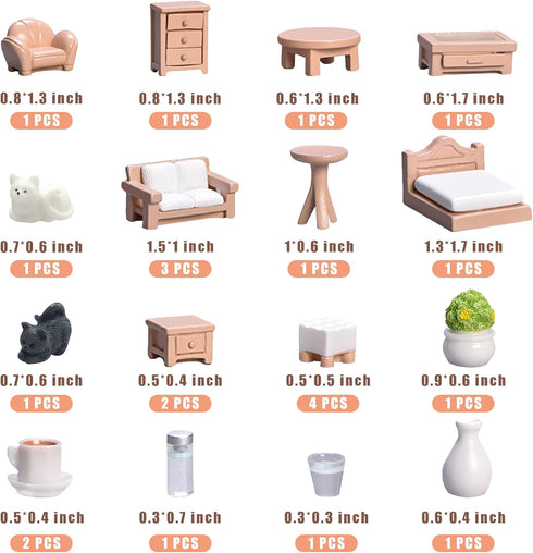 23 Pieces Dollhouse Mini Furniture Decoration Set, DIY Accessories for Baby Children Girls