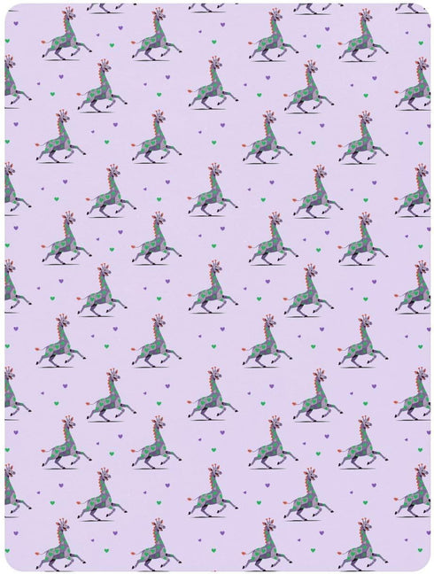 miaozhen 1 Pack 52x28 Cotton Crib Sheets for Baby Boys Girls Soft Stretchy Funny Animal Giraffe Purple Green Heart