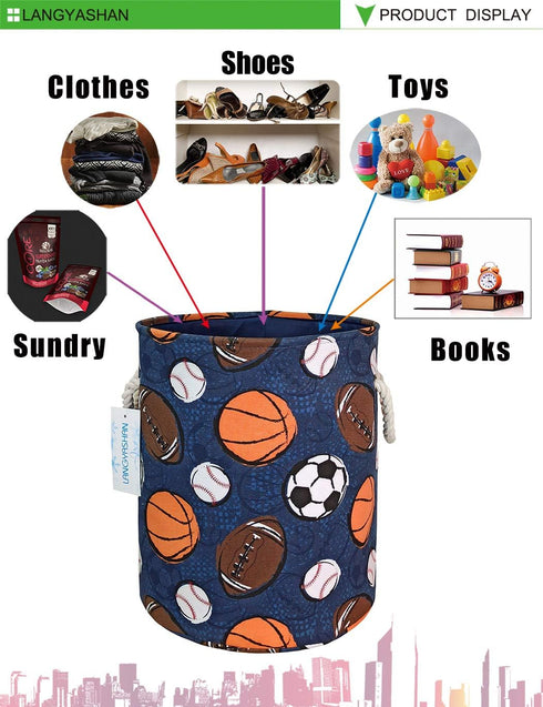 LANGYASHAN Laundry Basket Canvas Collapsible Organizer Storage Basket for Boys Girls Laundry Hamper