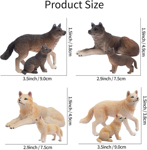 8PCS Toymany Wolf Figures Forest Animals Toy Figurines - Realistic Jungle Zoo Animal FigurinesEducational Toy Cake