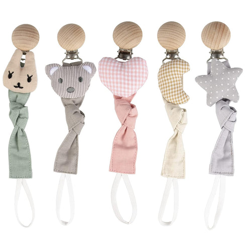 Pacifier Clips, 5 Pack Paci Holder for Baby Boys & Girls, Teething Beads Soothie Binky Clips, Best Gift Idea