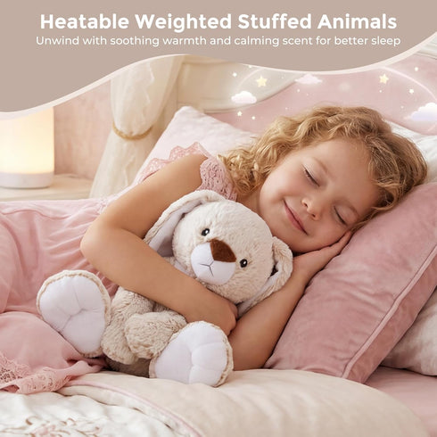 LURKOMEMO Bunny Microwavable Weighted Stuffed Animals,Heating Pad Animal for Period Cramps&Pain,Lavender Scented