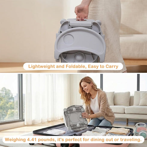 3in1 4 Baby Booster Seat for Dining Table with Removable Tray & Cushion, Portable Toddler Booster Seat, Height