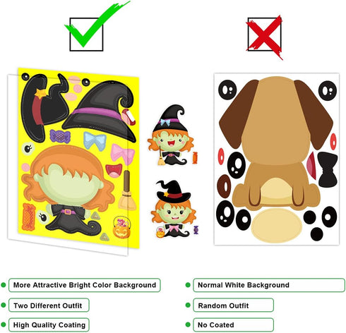 48 Pcs Make Your Own Halloween Sticker Sheets for Kids, Home Classroom Party Favor Games, Art Craft School Rewards