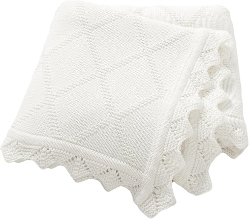 Hadetoto Knit Baby Blankets for Girls Boys, 100% Cotton Crib Blanket for