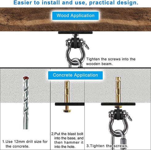 Dolibest Wall Mount Bracket, Ceiling Anchor for Home Suspension Training Kit, Suspension Straps, Gymnastic Rings, Yoga