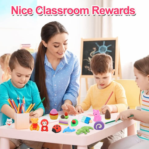 120 pcs Animal Erasers for Kids Classroom Rewards, Puzzle Take Apart Pencil Erasers for Valentine Gifts and Party Favors