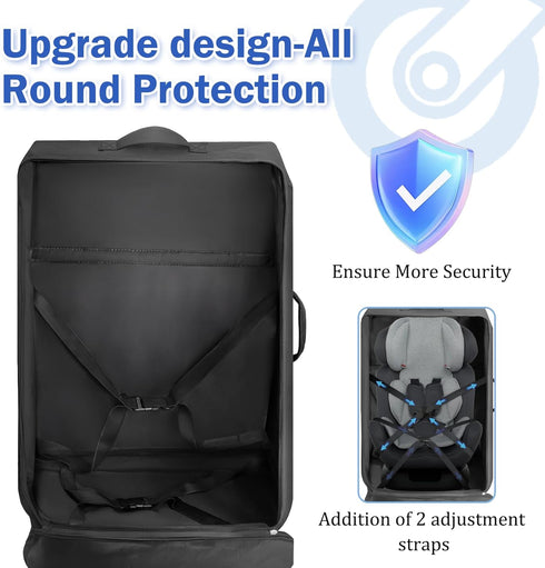 Upgrade Car Seat Travel Bag for Airplane With Wheels, Carseat Travel Bag for Airplane, Car Seat Travel Bag With Wheels