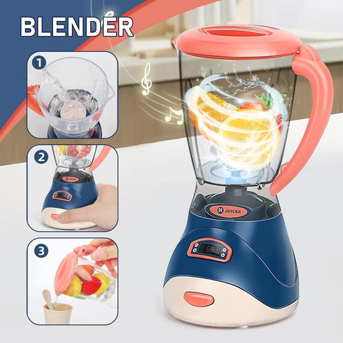 Kids Assorted Kitchen Appliance Play Toys Includes Coffee Maker ,Blender,Fruit Machine and Toaster ,Apron and Cups