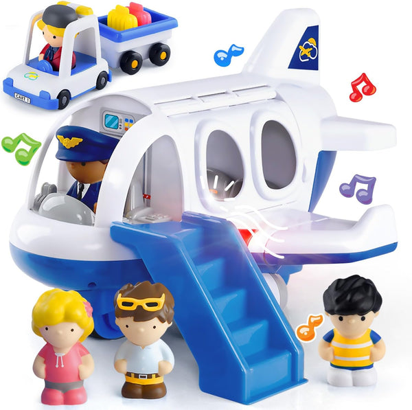 PLAY Airplane Toy for Kids, Toddler Travel Plane Toys 2+ Years Old, Musical Toy Airplane with Lights, Small Figures &
