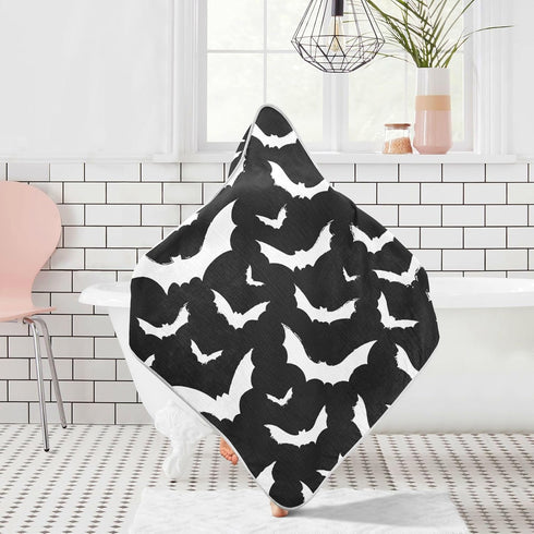 Ultra Soft Bat Baby Hooded Towel, Absorbent Cotton Baby Bath Towel for Newborn Toddler Boys Girls, 30 x 30 Inch